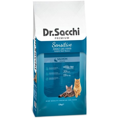 Dr.Sacchi Premium Hassas Irk Somonlu Yetişkin Kedi Maması 15  Kg