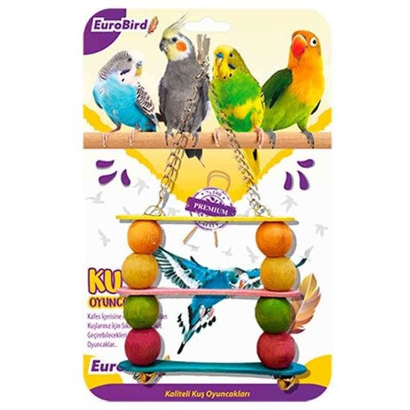 EuroBird Renkli Üç Basamaklı Salıncak Kuş Oyuncağı 10x13cm